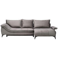 ECKSOFA in Velours Grau  - Schwarz/Grau, Design, Textil/Metall (304/175cm) - Stylife