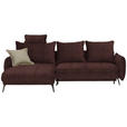 ECKSOFA in Flachgewebe Braun  - Schwarz/Braun, Design, Textil/Metall (180/273cm) - Hom`in