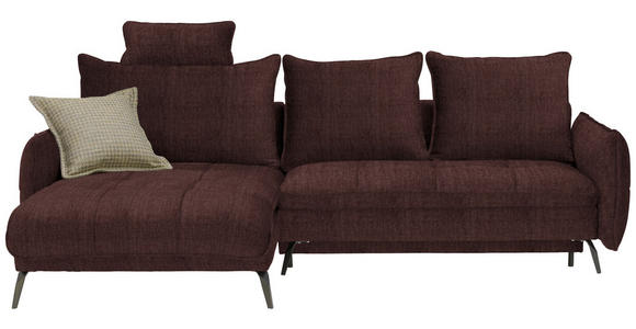 ECKSOFA in Flachgewebe Braun  - Schwarz/Braun, Design, Textil/Metall (180/273cm) - Hom`in