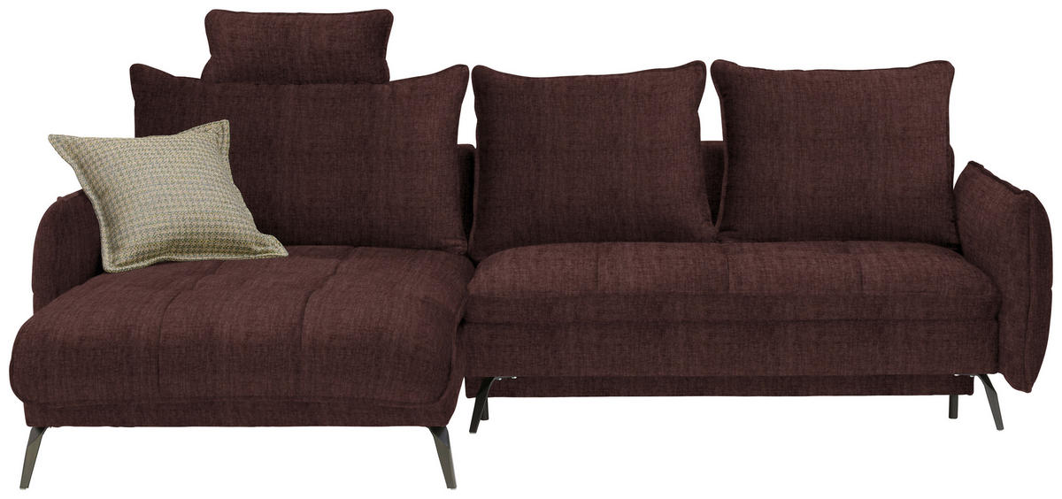 ECKSOFA in Flachgewebe Braun  - Schwarz/Braun, Design, Textil/Metall (180/273cm) - Hom`in