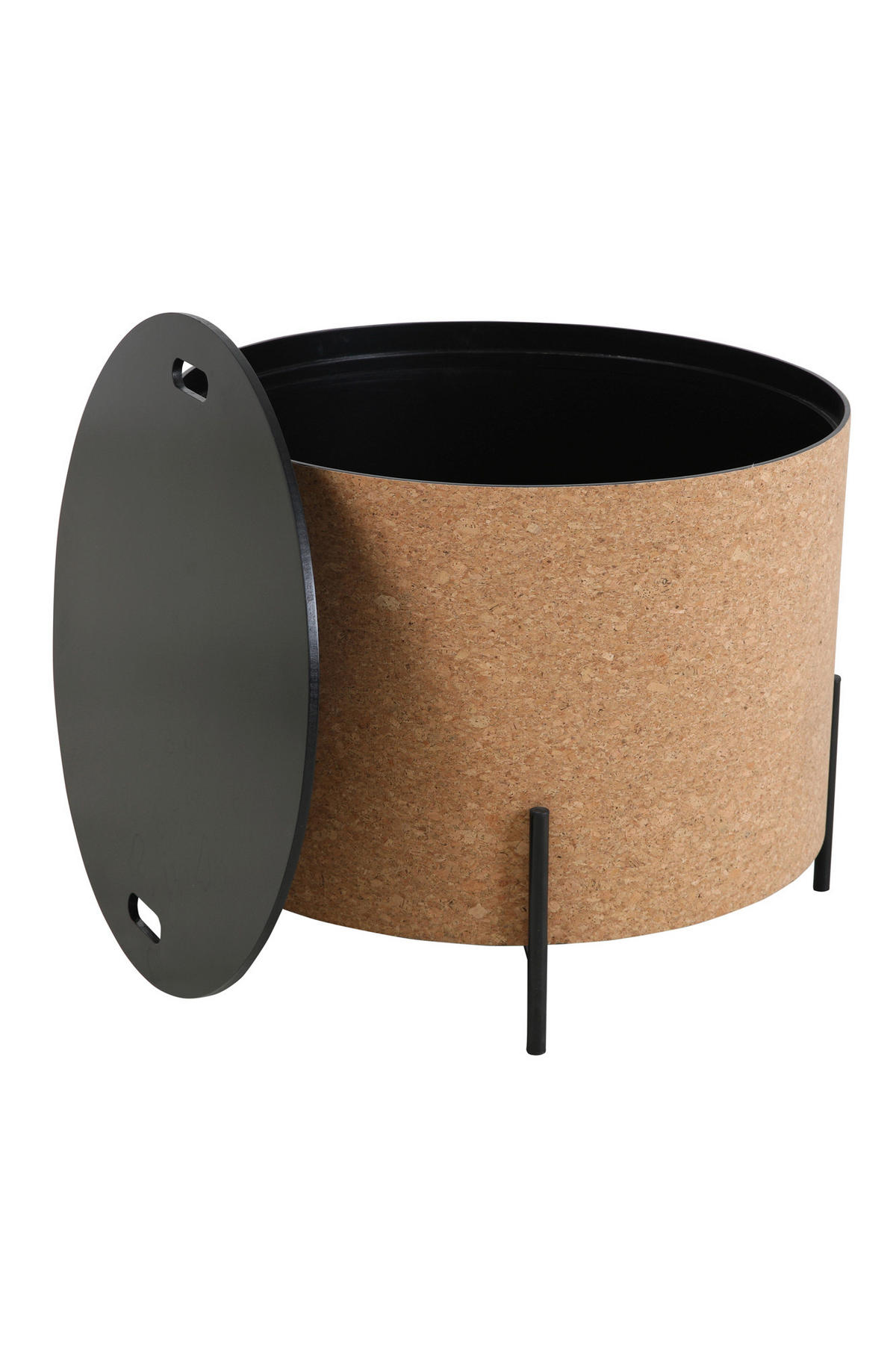 COUCHTISCHSET Kork 63-41,5/63-41,5/48,5-36,5 cm rund Naturfarben, Schwarz  - Schwarz/Naturfarben, Design, Holz/Holzwerkstoff (63-41,5/63-41,5/48,5-36,5cm) - Livetastic