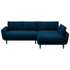 ECKSOFA in Velours Dunkelblau  260/167 cm  - Schwarz/Dunkelblau, Design, Holz/Textil (260/167cm) - Welnova