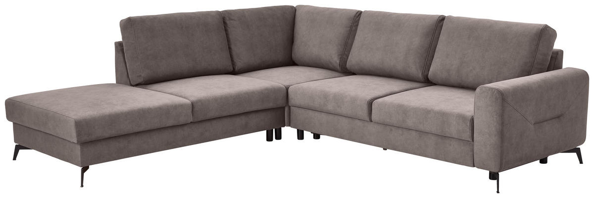 ECKSOFA Greige Chenille  - Greige/Schwarz, KONVENTIONELL, Textil/Metall (257/275cm) - Carryhome