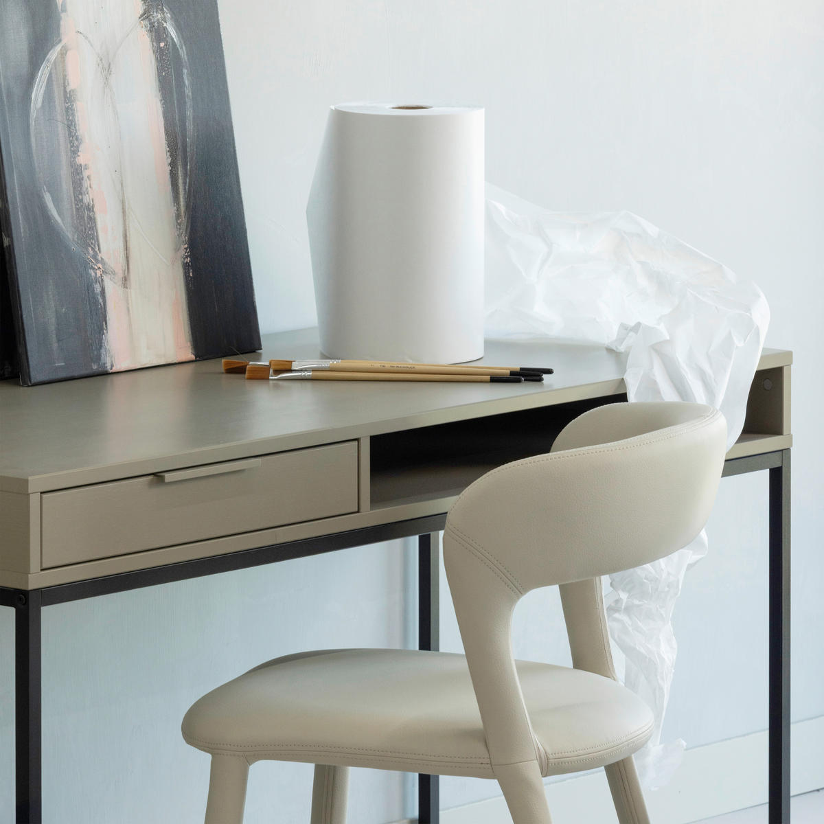 STUHL-SET 2 Stück  in Lederlook Kunststoff, Textil  - Beige, MODERN, Kunststoff/Textil (51/76/56cm) - Livetastic