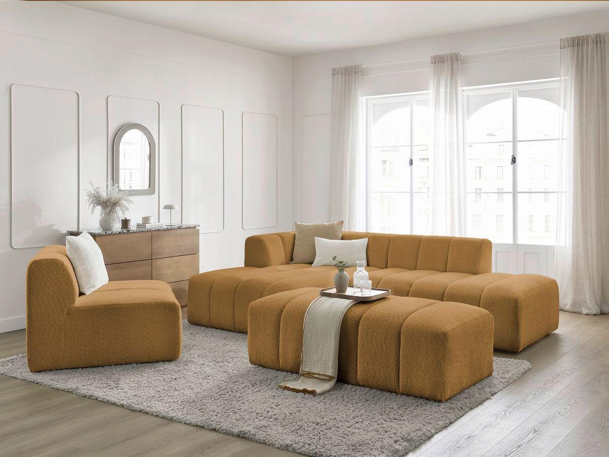 ECKSOFA Ottomane links  ANNECY Gelb Bouclé  - Gelb/Schwarz, MODERN, Kunststoff/Textil (170/262cm)