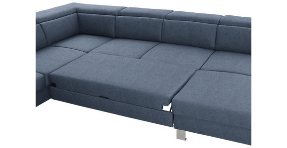 WOHNLANDSCHAFT inkl.Funktionen Blau Webstoff - Blau/Silberfarben, Design, Textil/Metall (226/320/168cm) - Xora