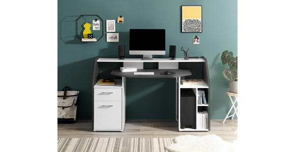 JUGENDSCHREIBTISCH  Graphitfarben, Weiß Stauraum  - Alufarben/Graphitfarben, MODERN, Holzwerkstoff/Kunststoff (160/97/67cm) - Carryhome