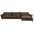 ECKSOFA in Flachgewebe Braun  338/165 cm  - Schwarz/Braun, Design, Textil/Metall (338/165cm) - Hom`in