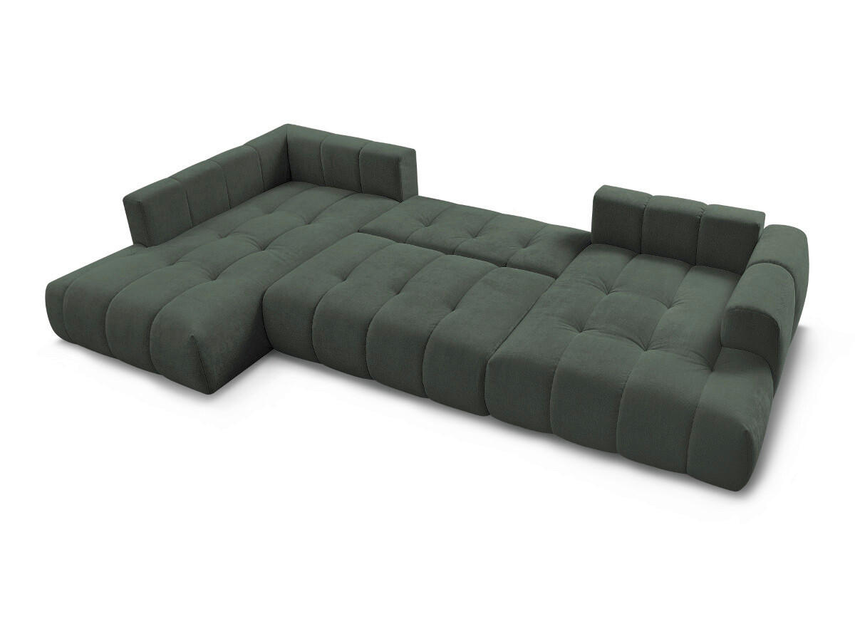 WOHNLANDSCHAFT  FUJI  Grün Leinenoptik  - Schwarz/Grün, MODERN, Kunststoff/Textil (204/377/160cm)