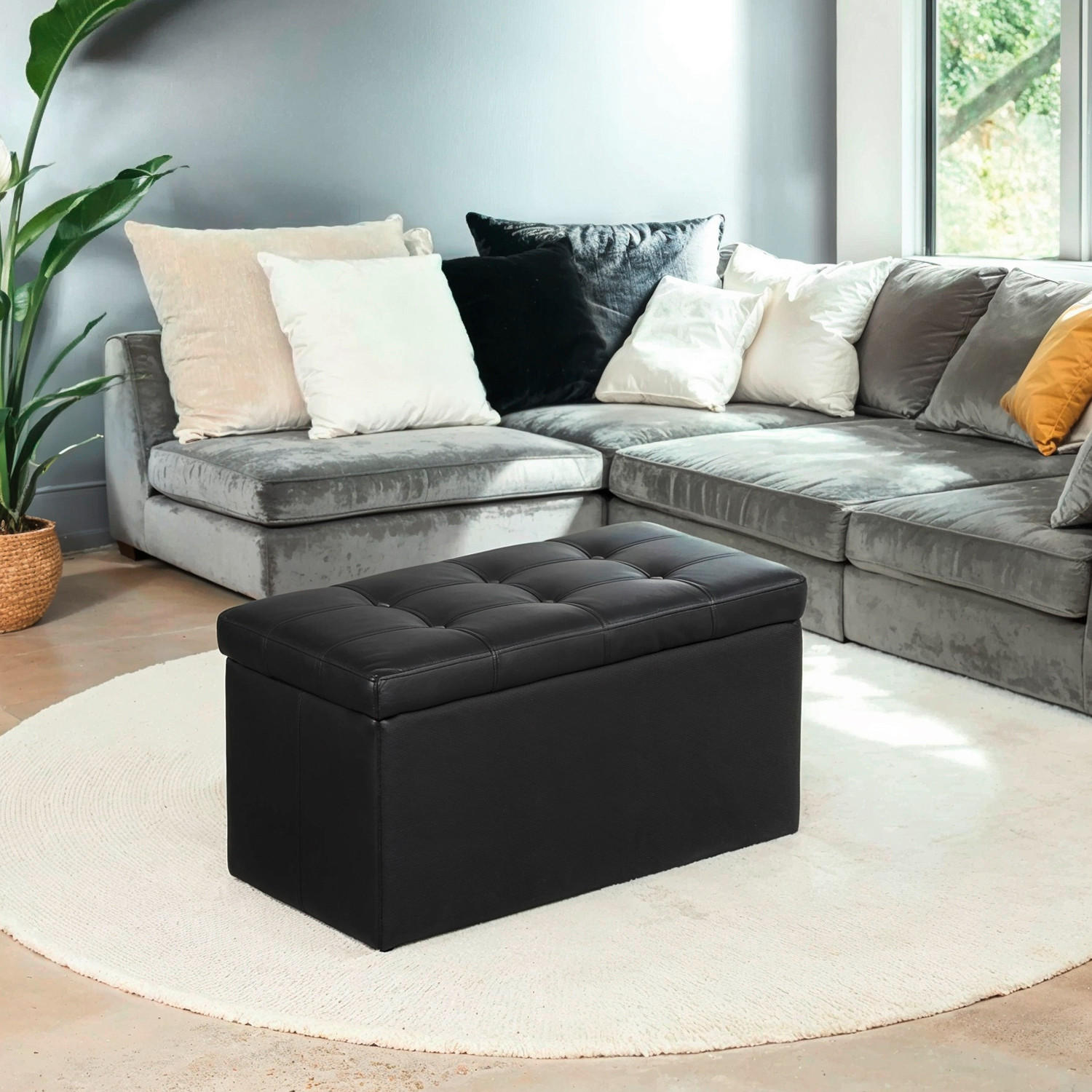 SITZBOX  - Schwarz, Basics, Leder (76/38/38cm)