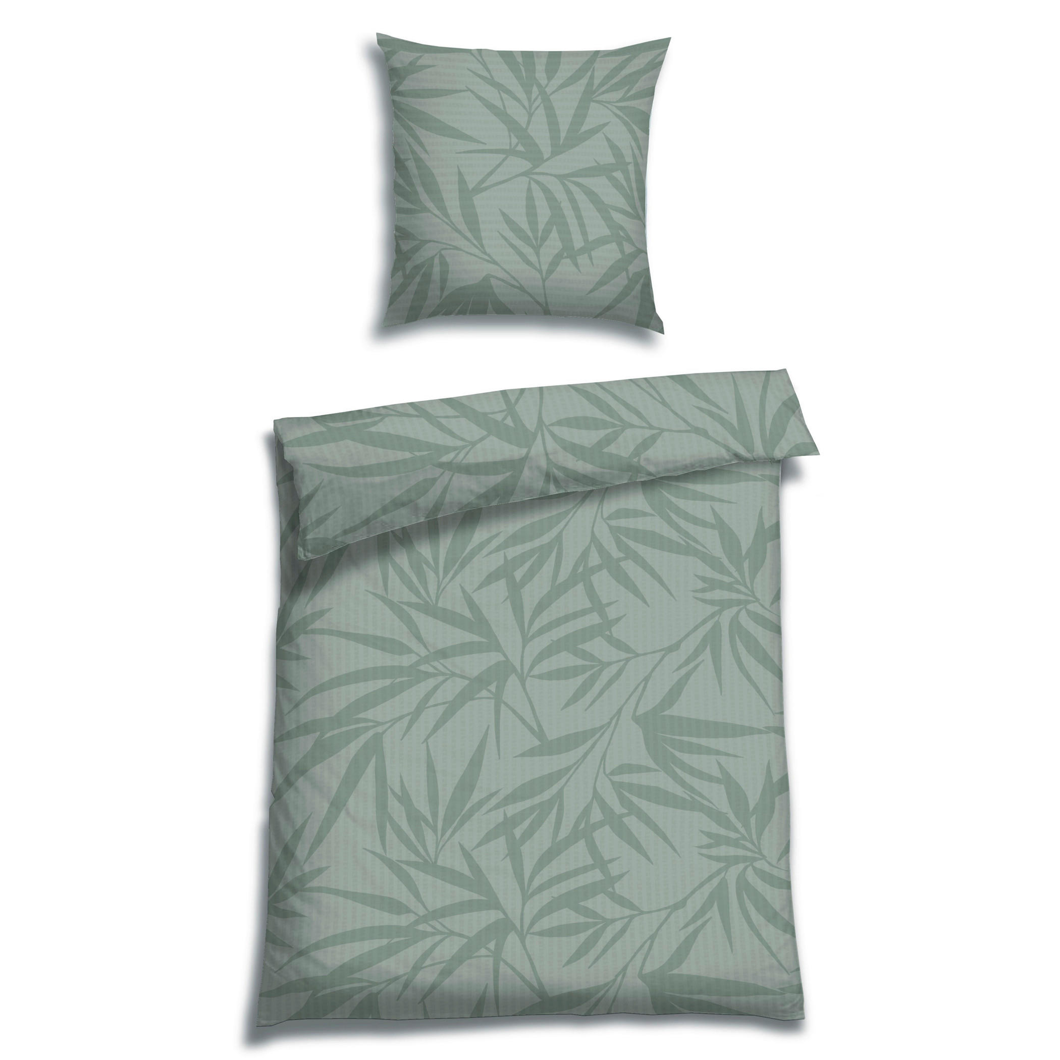 BETTWÄSCHE 2-teilig Seersucker 135/200 cm  - Salbeigrün, Basics, Textil (135/200cm) - Florella
