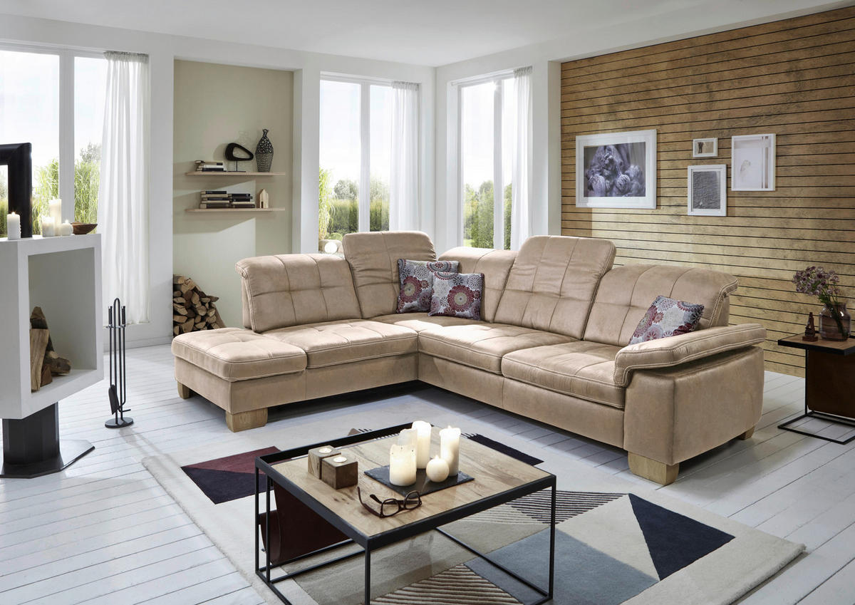 ECKSOFA in Mikrofaser Beige  - Beige, Konventionell, Holz/Textil (243/299cm) - Carryhome