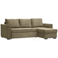 ECKSOFA in Cord Olivgrün  - Schwarz/Olivgrün, Design, Kunststoff/Textil (243/155cm) - Xora