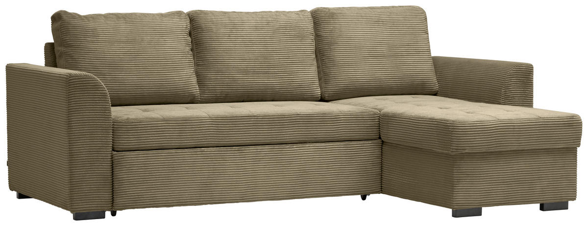 SAROKKANAPÉ textil olívazöld  - olívazöld/fekete, Design, műanyag/textil (243/155cm) - Xora