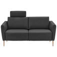 2-SITZER-SOFA  in Echtleder Anthrazit   - Eichefarben/Anthrazit, Natur, Leder/Holz (182/86/87cm) - Valnatura