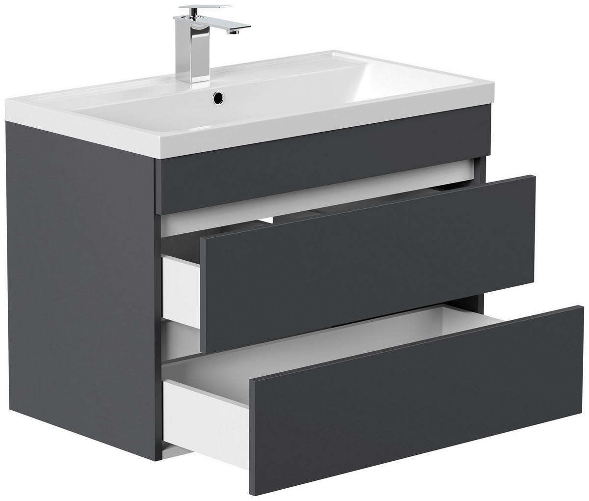 WASCHTISCHKOMBI 80 cm  - Graphitfarben/Weiß, Trend, Holzwerkstoff/Stein (80cm) - MID.YOU