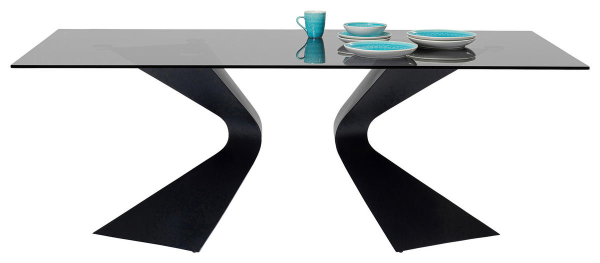 ESSTISCH in Metall, Glas 200/100/75 cm  - Schwarz, Basics, Glas/Metall (200/100/75cm) - Kare-Design