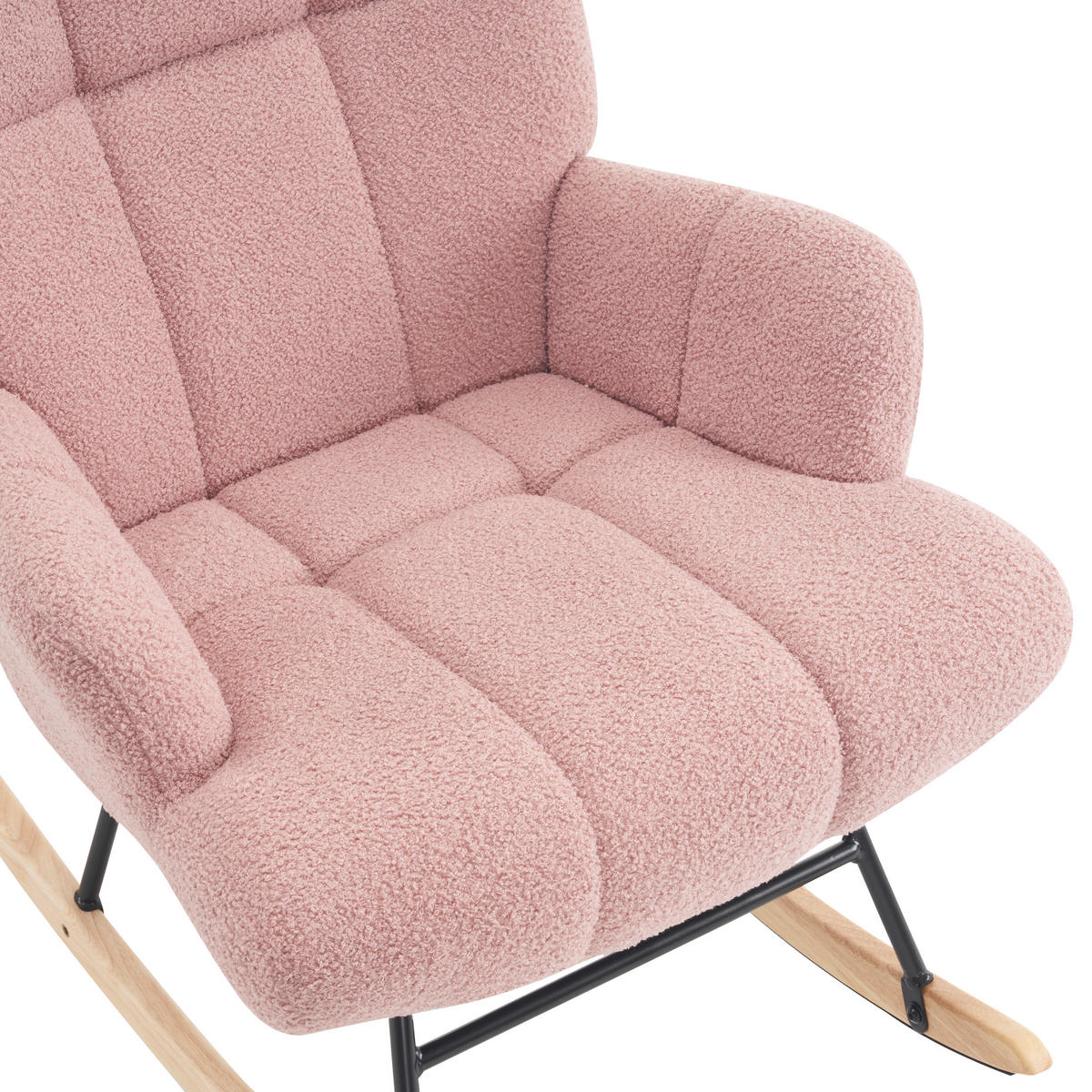 SCHAUKELSTUHL in Bouclé Rosa  - Ecru/Schwarz, MODERN, Holz/Textil (67/85cm) - P & B