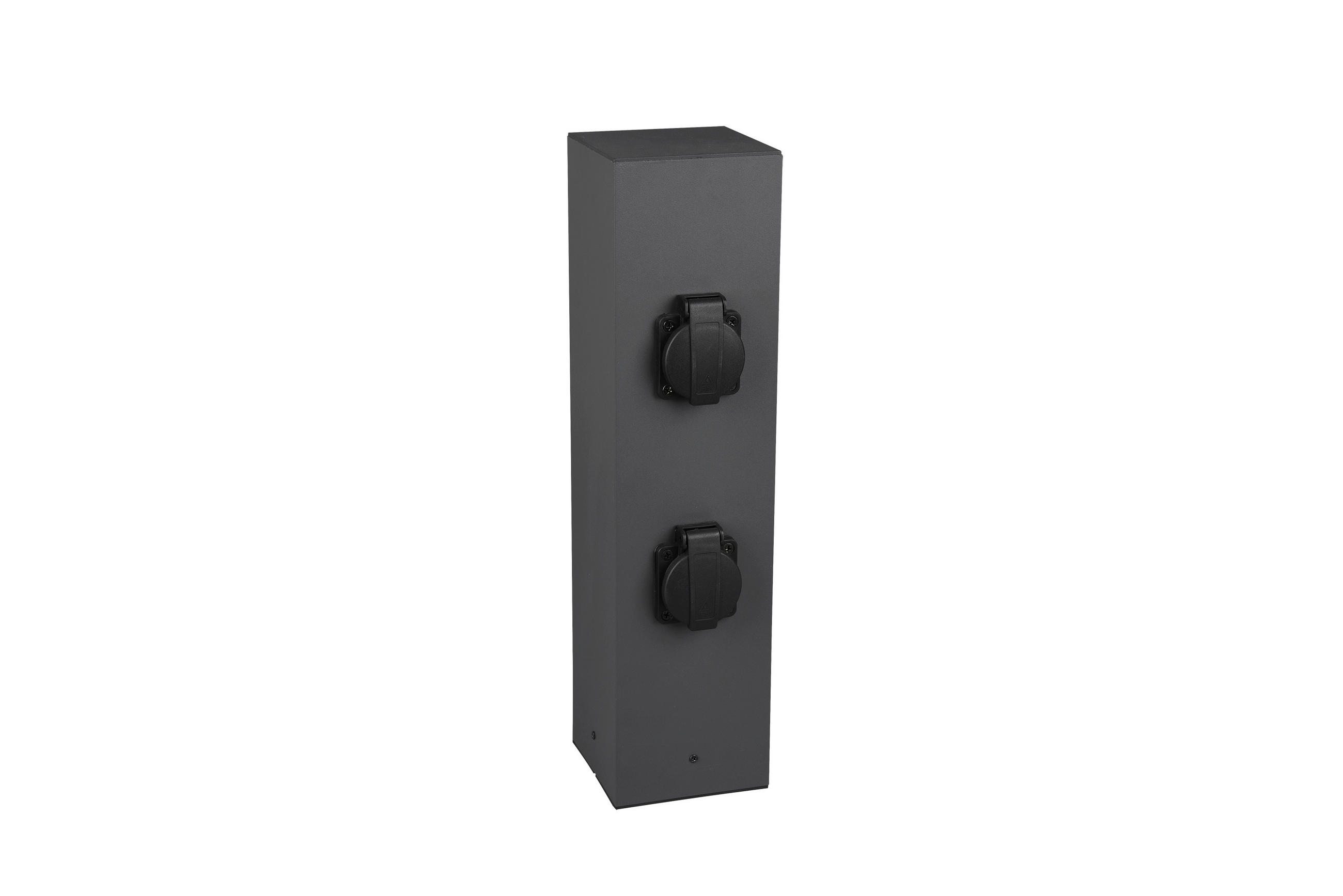 GARTENSTECKDOSE Steckdosenpoller 10/40/10 cm  - Anthrazit, Basics, Metall (10/40/10cm) - Trio Leuchten