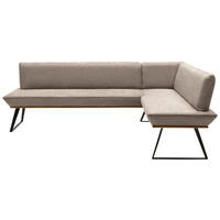 ECKBANK in Holz, Metall, Textil Schwarz, Eichefarben, Hellbraun  - Hellbraun/Eichefarben, Design, Holz/Textil (203/163cm) - Voleo