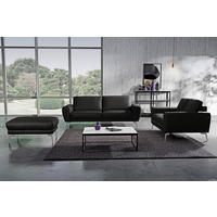 3-SITZER-SOFA in Echtleder Schwarz  - Chromfarben/Schwarz, Design, Leder/Metall (207/85/92cm) - Livetastic
