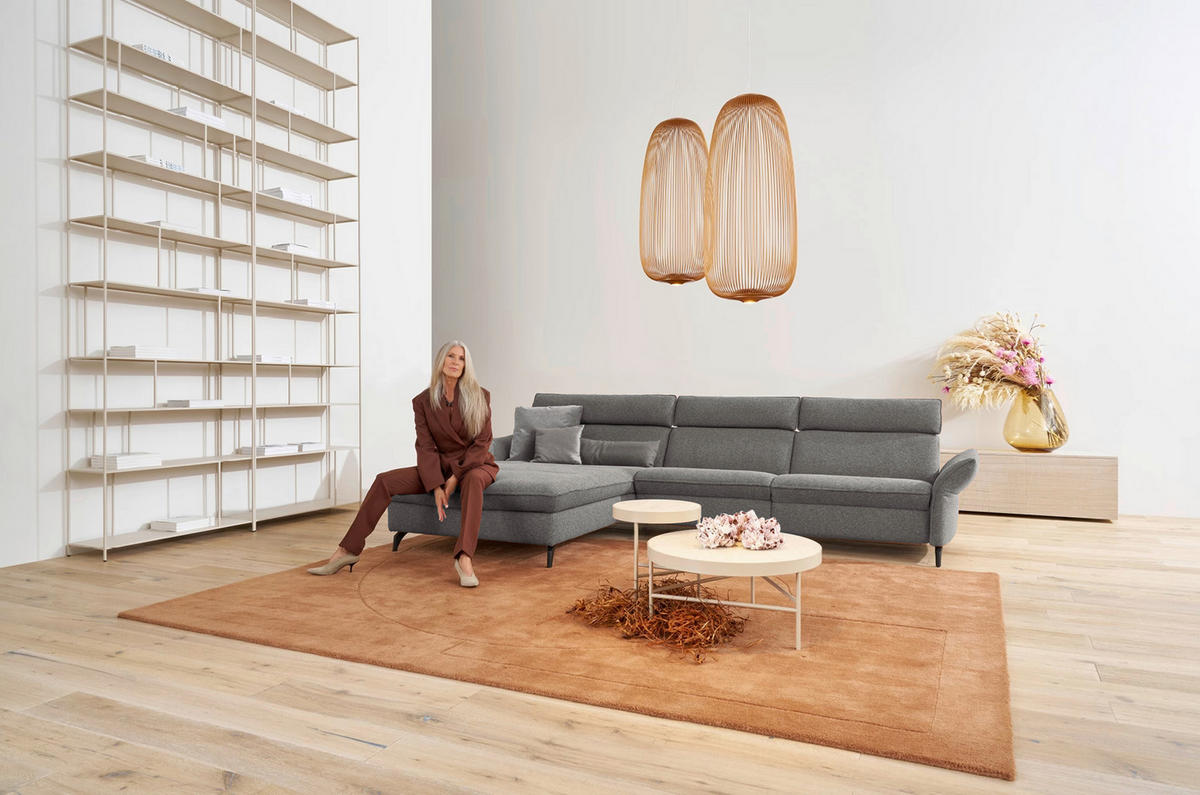 SEDEŽNA GARNITURA, siva  - siva, Design, tekstil (314/200/106cm)