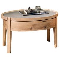 NACHTTISCH 65/40,3/43 cm  furniert, mehrschichtige Massivholzplatte (Tischlerplatte) Wildeiche Grau, Eichefarben  - Eichefarben/Grau, Natur, Glas/Holz (65/40,3/43cm) - Voglauer