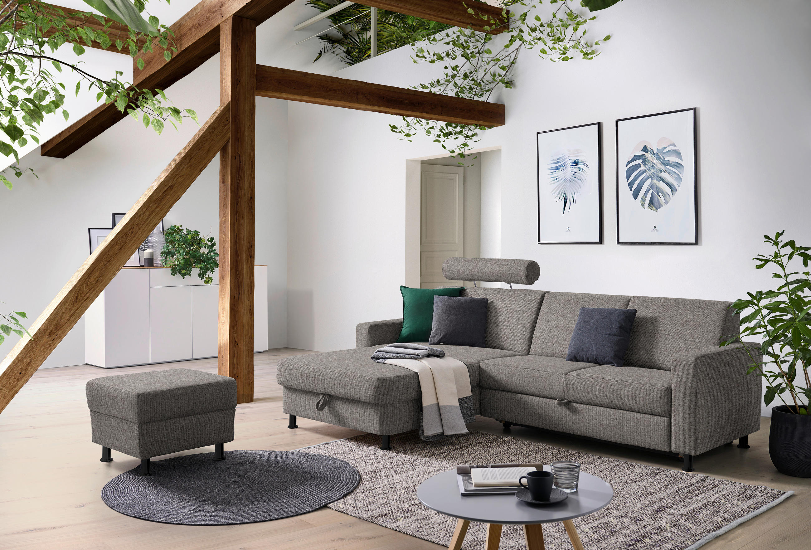 ECKSOFA in Webstoff Grau  - Schwarz/Grau, Design, Kunststoff/Textil (165/257cm) - Xora