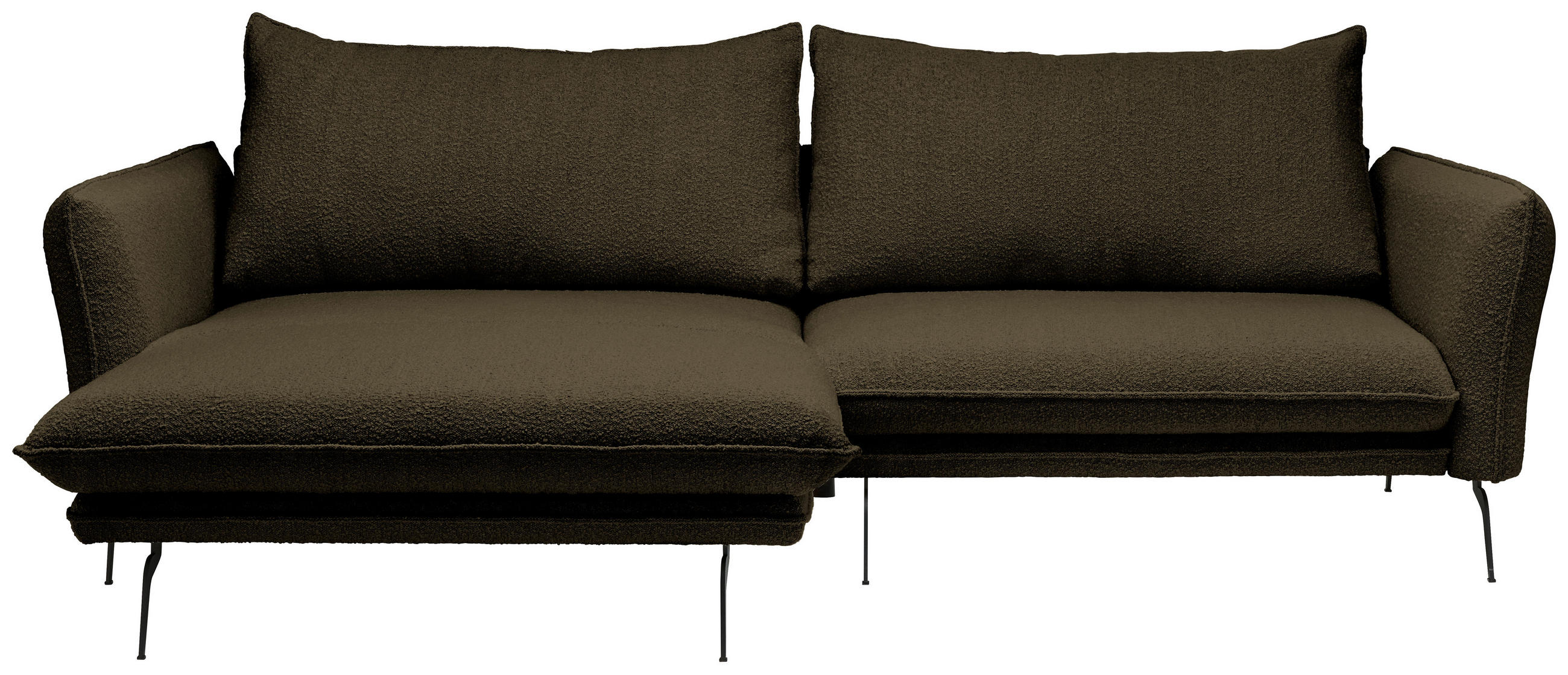 ECKSOFA Olivgrün Bouclé  - Schwarz/Olivgrün, Design, Textil/Metall (182/277cm) - Stylife