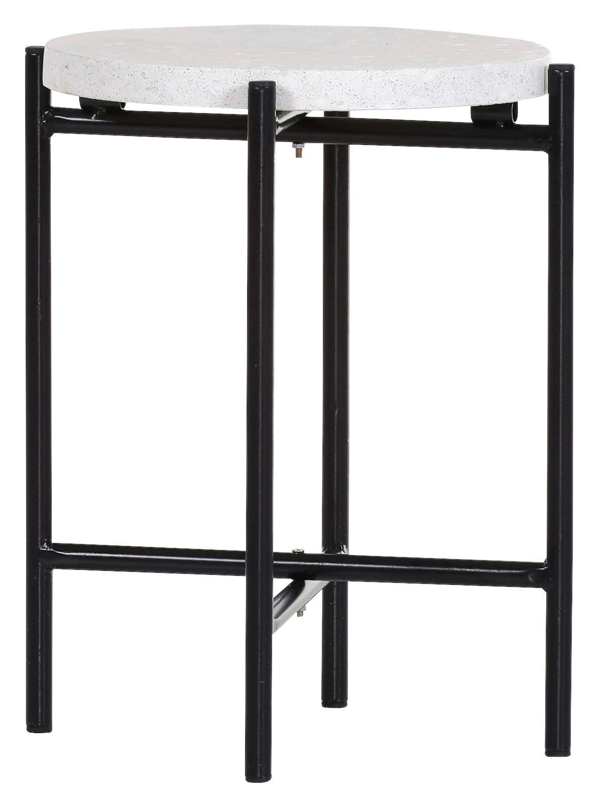 BEISTELLTISCH 33/33/40 cm Schwarz, Weiß rund  - Schwarz/Weiß, Trend, Stein/Metall (33/33/40cm) - Boxxx