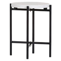 BEISTELLTISCH 33/33/40 cm Schwarz, Weiß rund  - Schwarz/Weiß, Trend, Stein/Metall (33/33/40cm) - Boxxx