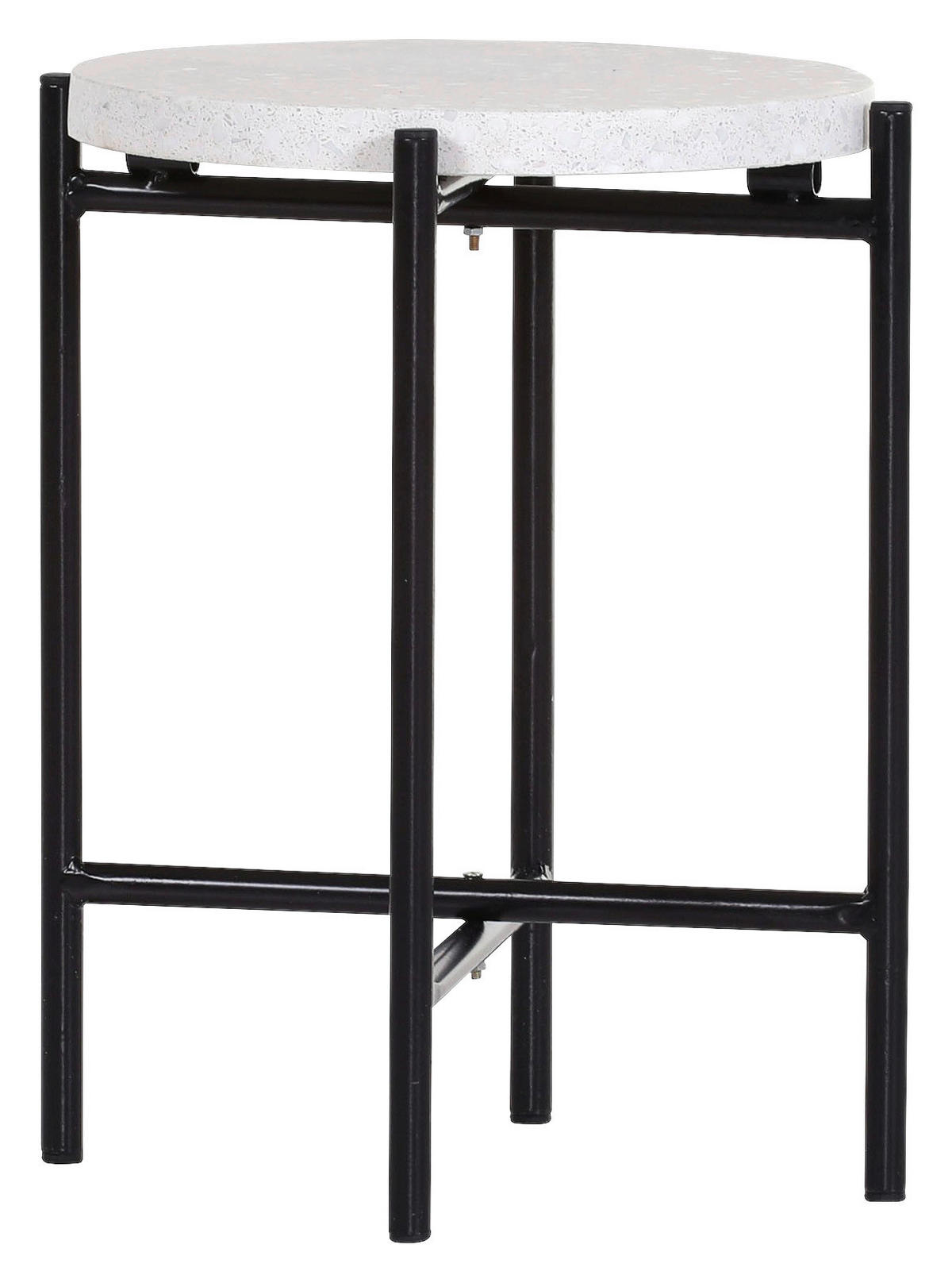 BEISTELLTISCH 33/33/40 cm Schwarz, Weiß rund  - Schwarz/Weiß, Trend, Stein/Metall (33/33/40cm) - Boxxx