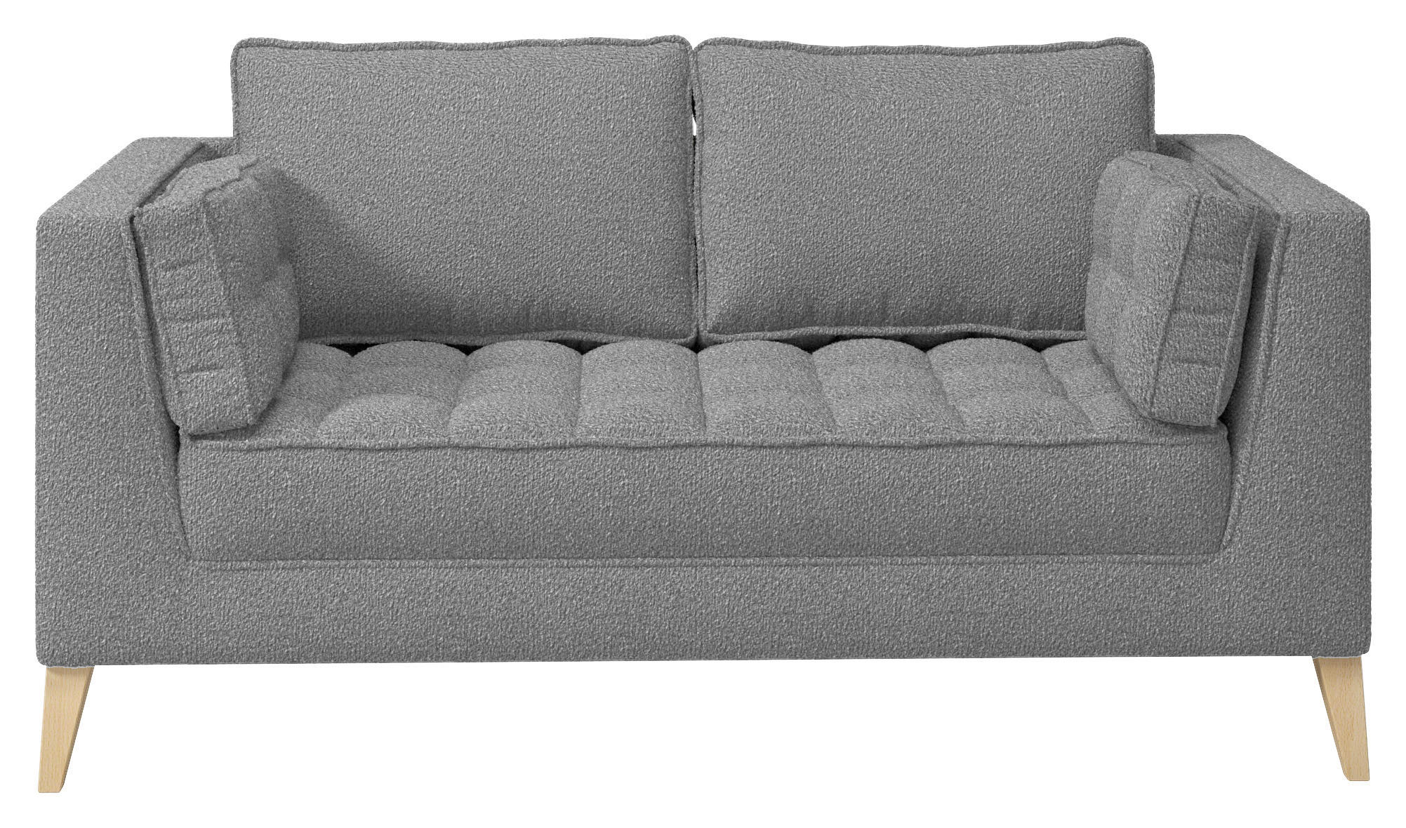 2-SITZER-SOFA Bouclé Taupe  - Taupe/Naturfarben, Design, Holzwerkstoff/Textil (110/95/85cm) - MID.YOU