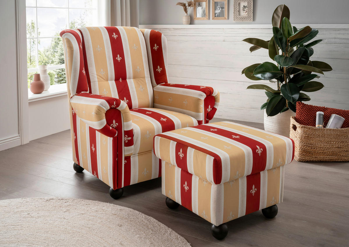 SET DE FAUTEUIL in Mikrofaser Rot  - rouge, Konventionell, textile/bois (92/102/145cm) - Livetastic