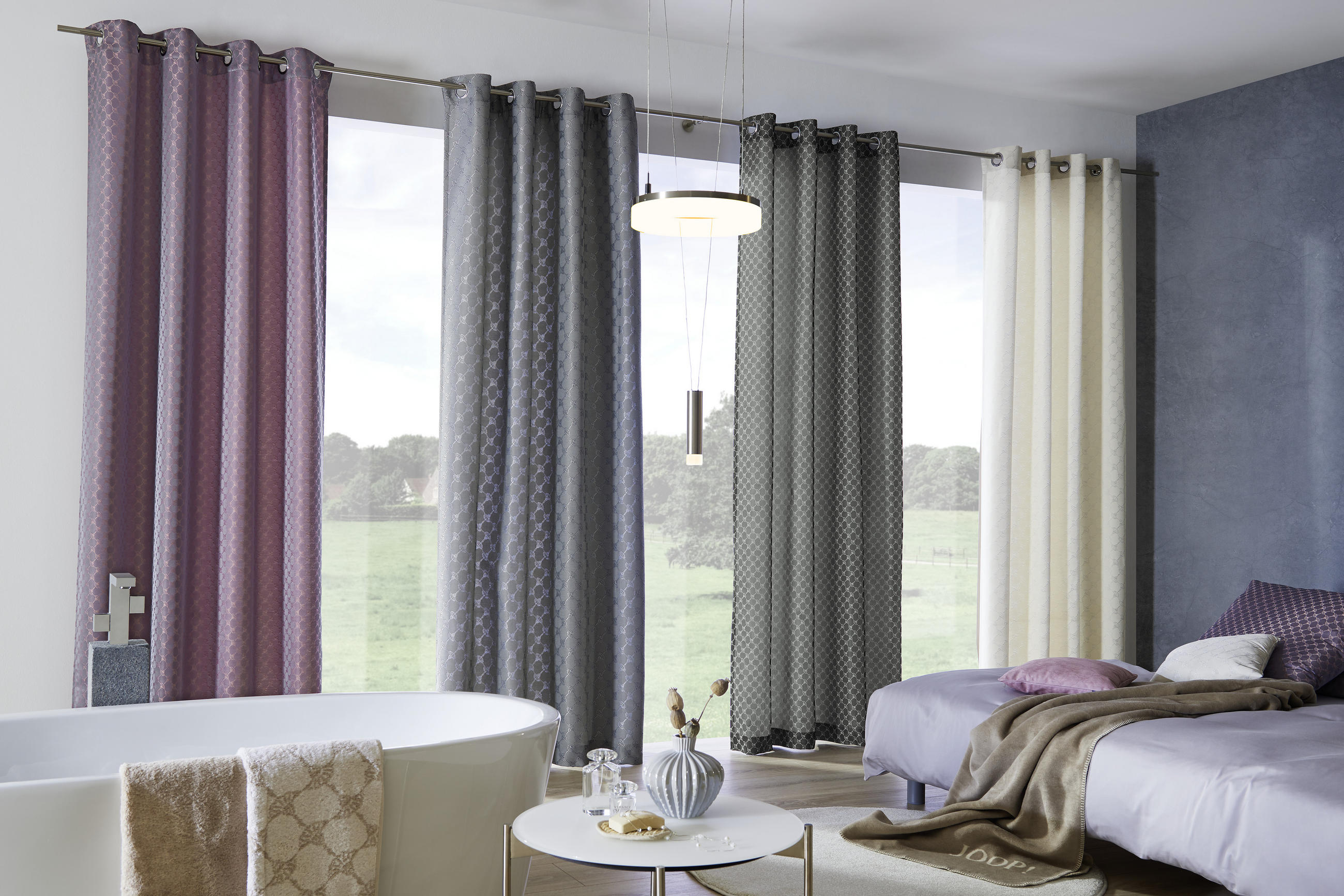 ÖSENSCHAL J-Allovers blickdicht 140/250 cm - Silberfarben, Design, Textil (140/250cm) - Joop!