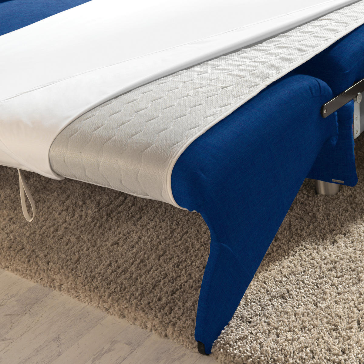 ECKSOFA in Chenille Dunkelblau  208/227 cm  - Alufarben/Dunkelblau, KONVENTIONELL, Textil/Metall (208/227cm) - Sedda
