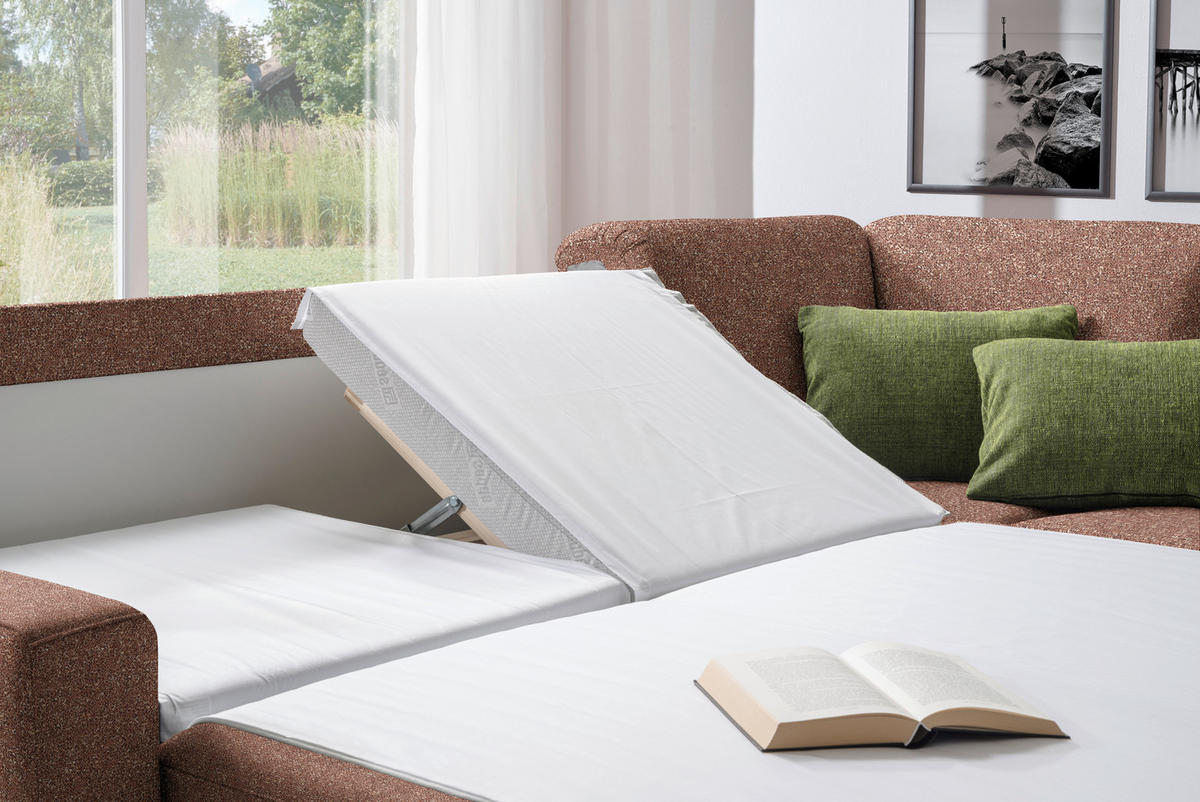 WOHNLANDSCHAFT  in Mikrovelours Terracotta  - Anthrazit/Terracotta, KONVENTIONELL, Textil (237/323/158cm) - Sedda