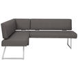 ECKBANK 137/185 cm  in Anthrazit, Edelstahlfarben  - Edelstahlfarben/Anthrazit, Design, Textil/Metall (137/185cm) - Dieter Knoll