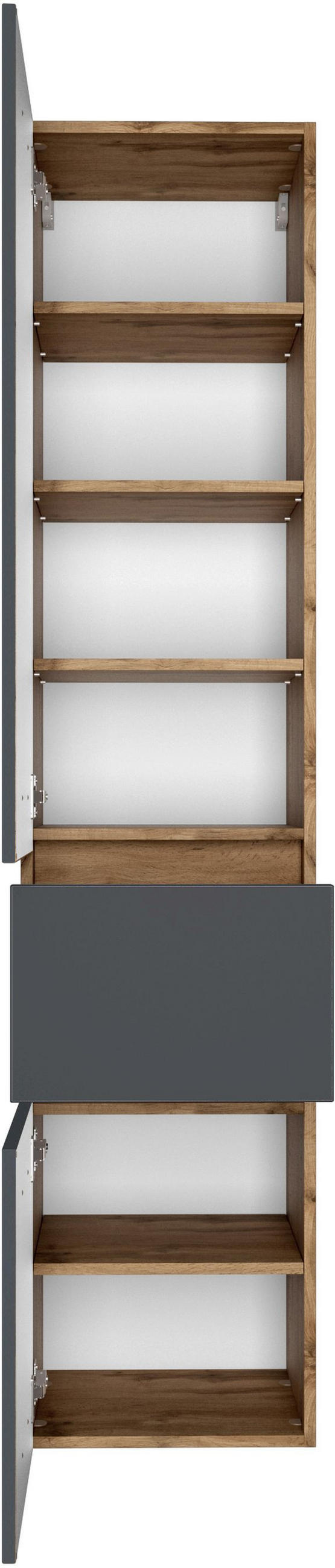 HOCHSCHRANK 40/180/35 cm  - Eiche Wotan/Silberfarben, Design, Holzwerkstoff/Kunststoff (40/180/35cm) - Held