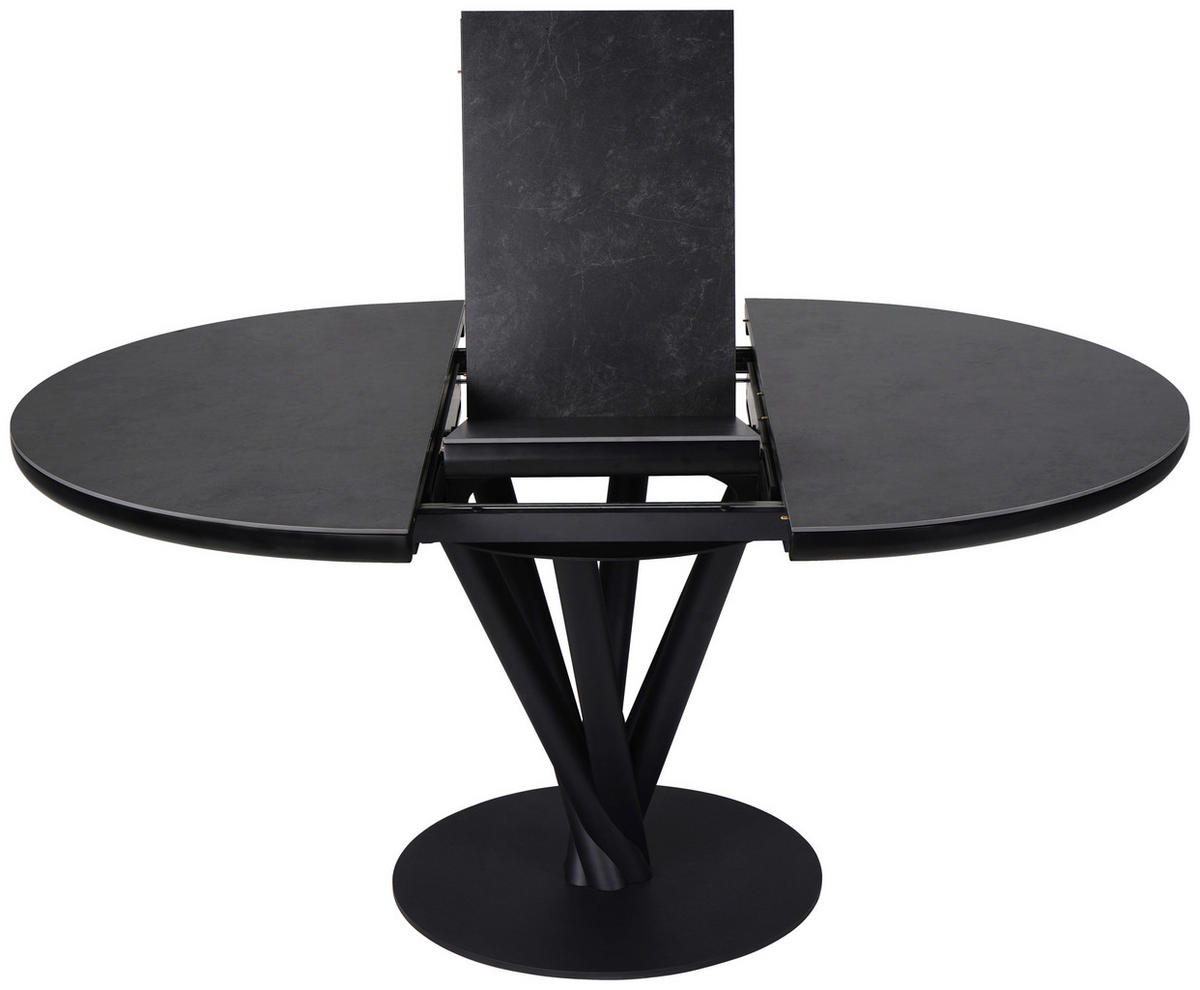 ESSTISCH Dunkelgrau rund  ausziehbar  - Dunkelgrau/Schwarz, Design, Keramik/Holzwerkstoff (120-160/120/76cm) - Novel