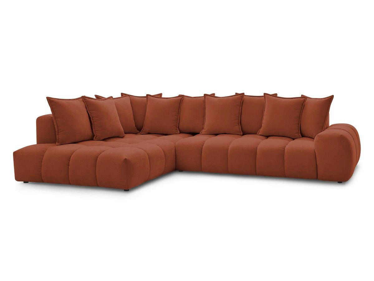 ECKSOFA Ottomane links  EVEREST Orange Struktur  - Schwarz/Orange, MODERN, Kunststoff/Textil (210/352cm) - Livetastic