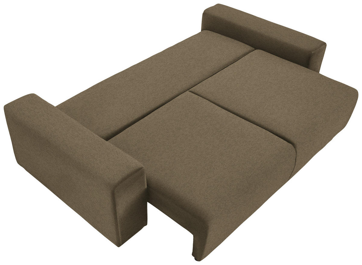 SCHLAFSOFA Flachgewebe Grün  - Buchefarben/Schwarz, KONVENTIONELL, Holz/Kunststoff (255/86/123cm) - Livetastic