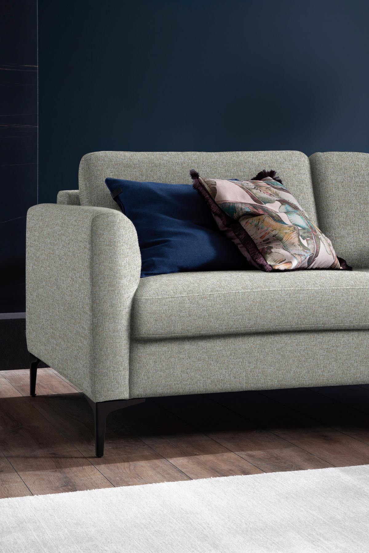 ECKSOFA in Flachgewebe Taupe  310/195 cm  - Taupe/Schwarz, Design, Textil/Metall (310/195cm) - Schöner Wohnen