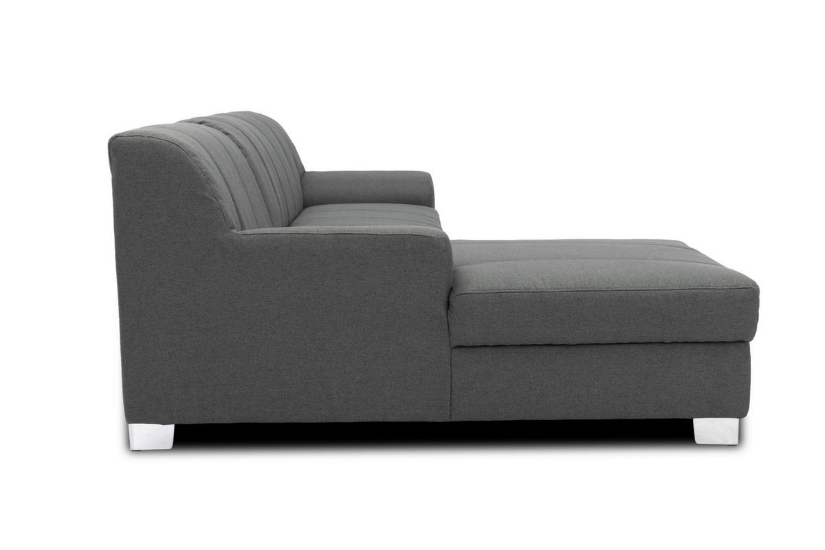 ECKSOFA CAPRI Grau Struktur  - Chromfarben/Grau, KONVENTIONELL, Textil/Metall (152/239cm) - MID.YOU