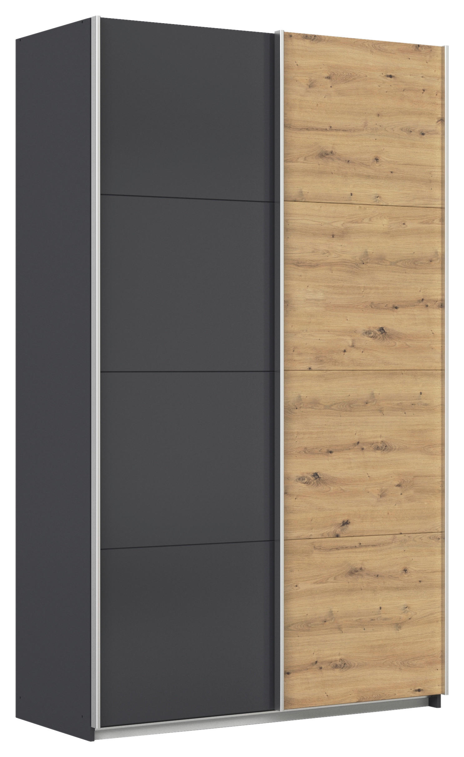 Schwebetürenschrank 136cm Feldkirch, Anthrazit/Eiche