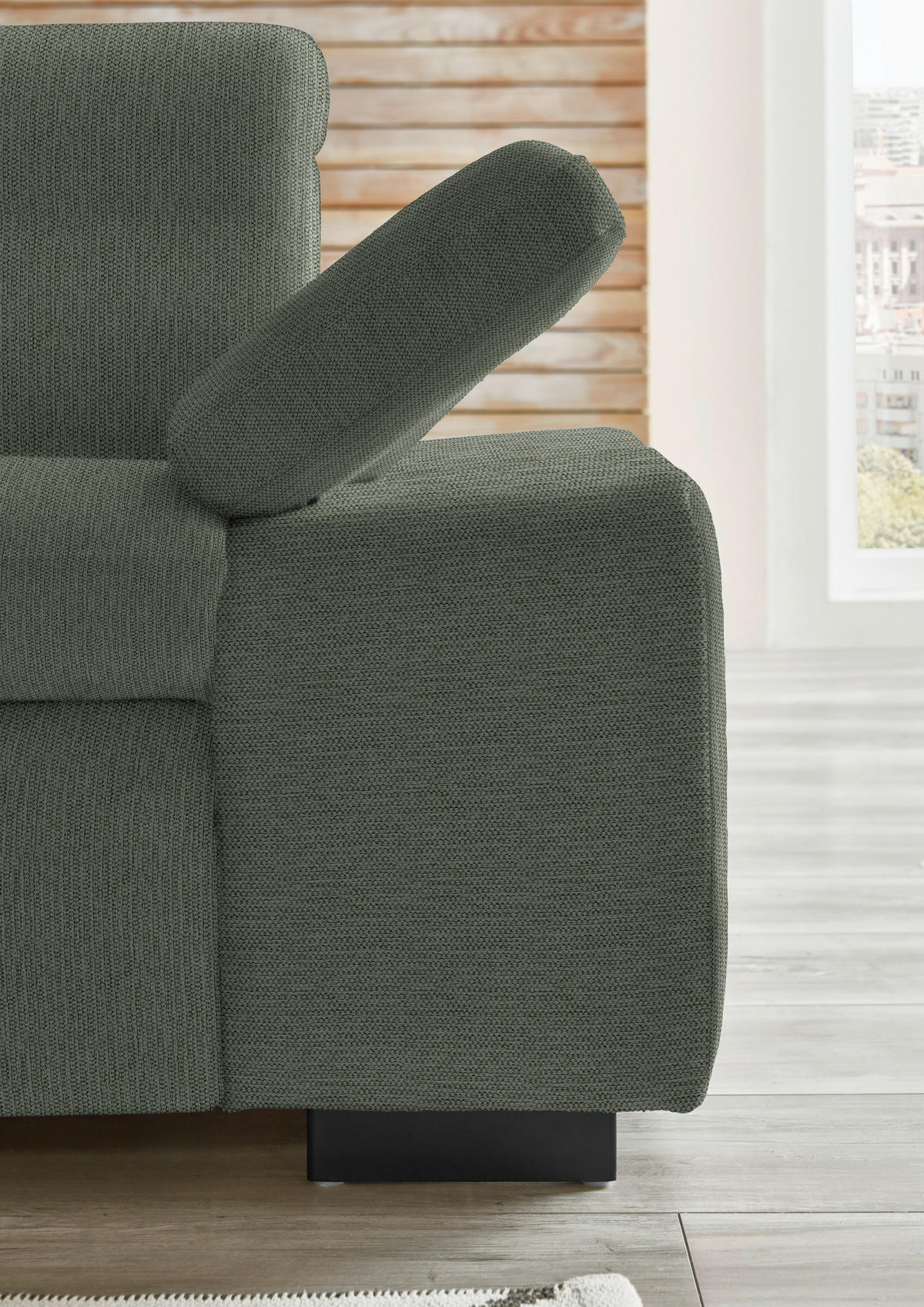ECKSOFA in Flachgewebe Dunkelgrün  - Dunkelgrün/Schwarz, Design, Textil/Metall (174/297cm) - Beldomo Style