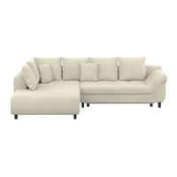 ECKSOFA MENDOZA NEW Hellgrau Chenille, Struktur Zierkissen, Rückenkissen, Bettkasten  - Hellgrau/Schwarz, KONVENTIONELL, Textil (197/309cm) - MID.YOU