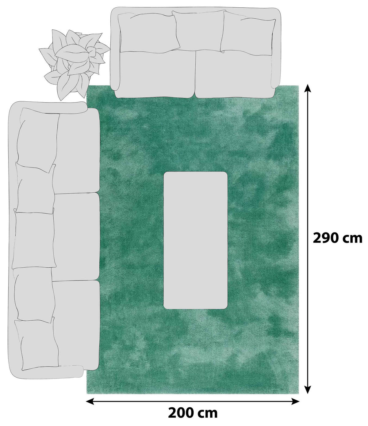 HOCHFLORTEPPICH 200/290 cm Relaxx Smaragdgrün  - Smaragdgrün, KONVENTIONELL, Textil (200/290cm) - Esprit