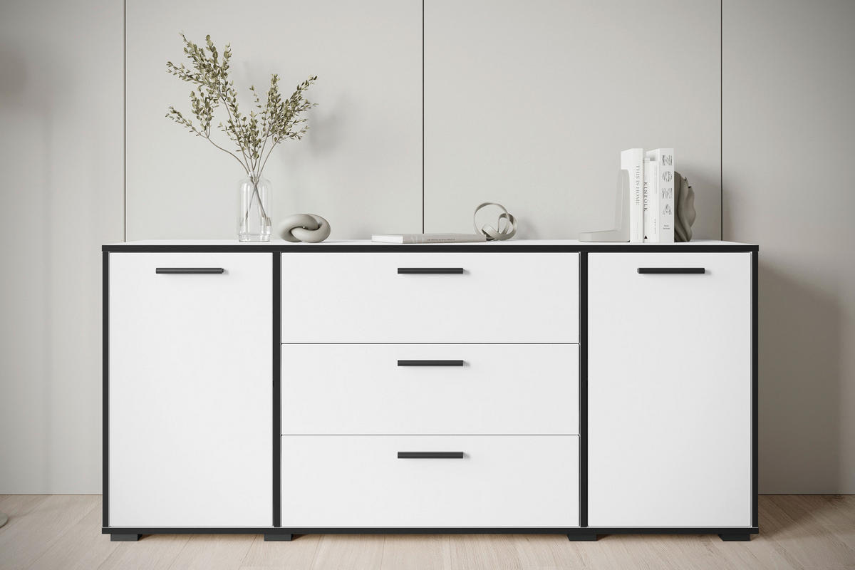 ŠIROKÁ KOMODA, barvy grafitu, bílá, 150/68/40 cm - bílá/šedá, Basics, kompozitní dřevo/plast (150/68/40cm) - P & B