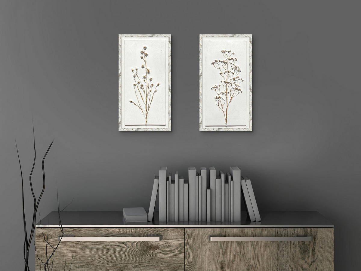 ORIGINALBILD Blumen, Pflanzen 30/55 cm  - Goldfarben/Braun, Trend, Holzwerkstoff/Kunststoff (30/55cm) - Monee
